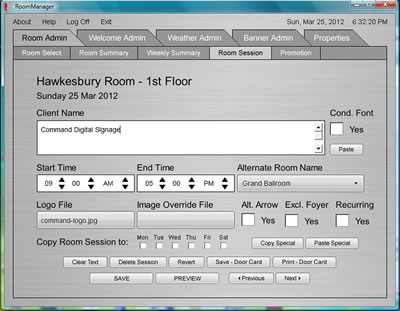 RoomManager User Interface